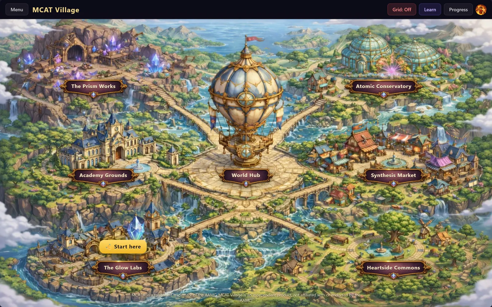 The MCAT Village world map