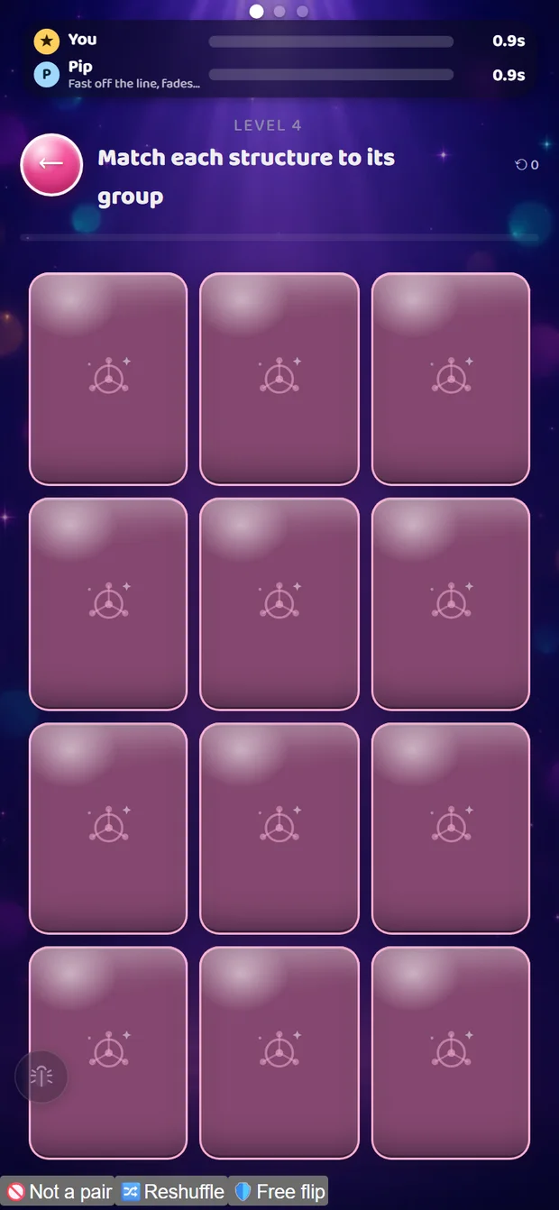 Daily Rounds mid-race: you and a villager opponent neck and neck on a card-matching round