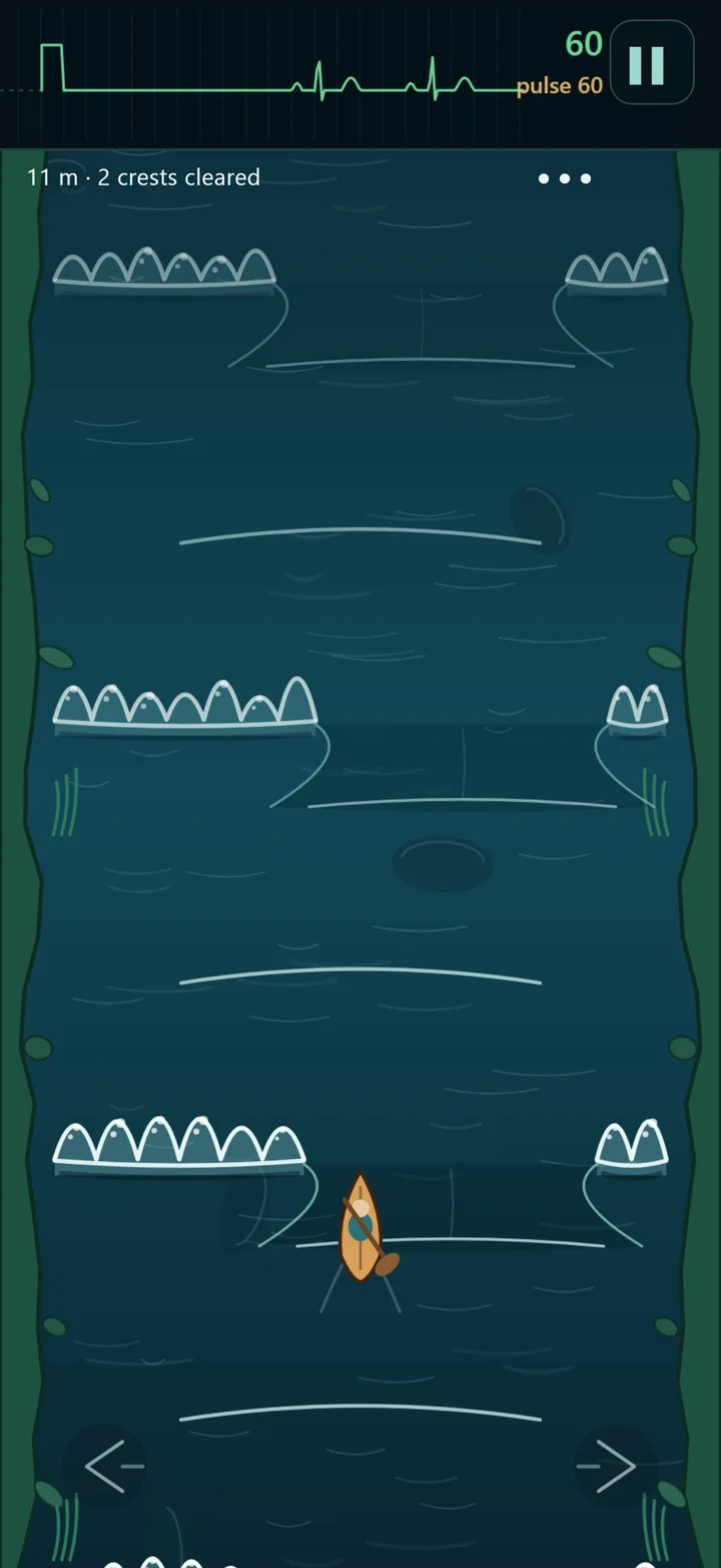 The Long Water, an endless reach with the canoe mid-stretch